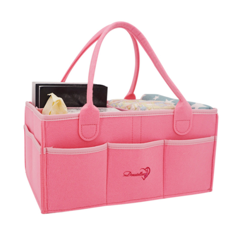 PINK Baby Diaper Caddy Organizer Nursery use Foldable Lightweight Portable Storage Baby Shower Gift Travel Tote Car
